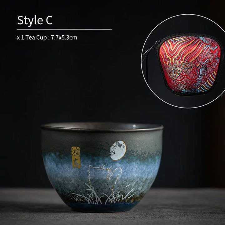 Buddha Stones Ceramic Teacup Lovely Cat Black Tea Cups 140ml - Happiness - image 8