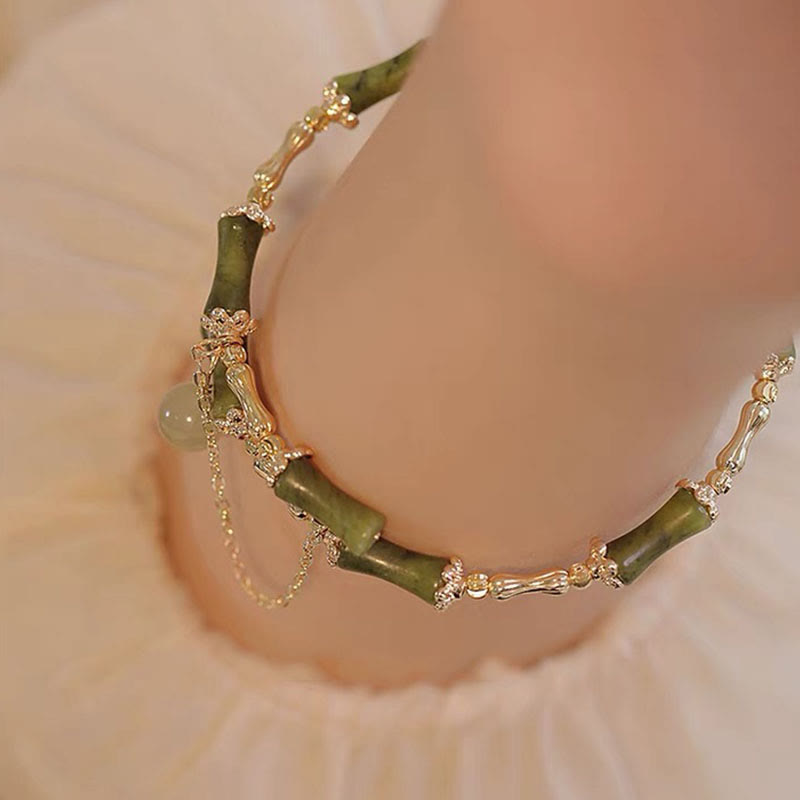 Buddha Stones Bamboo Jade Pattern Luck Bracelet Bangle - image 3
