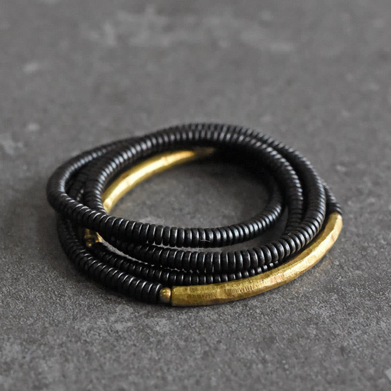 Buddha Stones Ebony Wood Copper Balance Multilayered Bracelet - image 3
