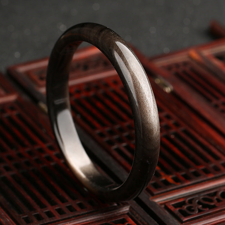 Buddha Stones Gold Sheen Obsidian Silver Sheen Obsidian Protection Bracelet Bangle - image 10