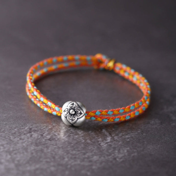 Buddha Stones 999 Sterling Silver Persimmon Luck Multicolored Braided Bracelet - image 6