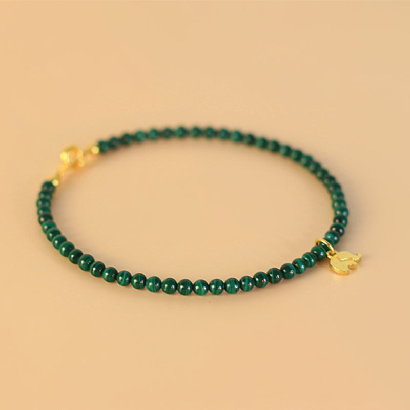 Buddha Stones Natural Malachite Elephant Anti-Anxiety Charm Bracelet - image 12