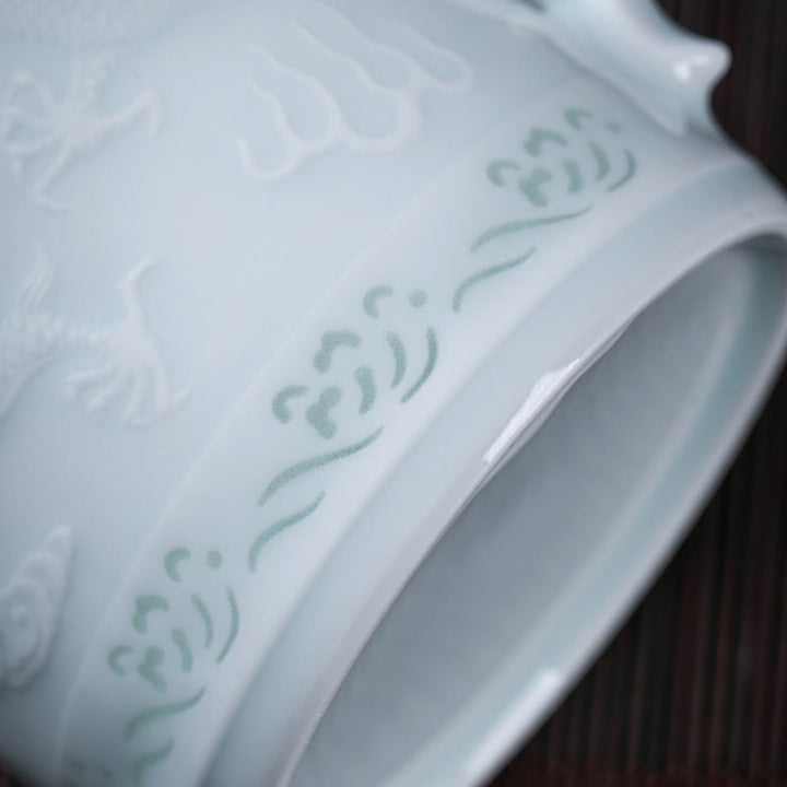 Buddha Stones Jingdezhen Linglong Porcelain Auspicious Dragon Phoenix Boat Smooth Sailing Ceramic Teacup Office Tea Cups 420ml - image 4