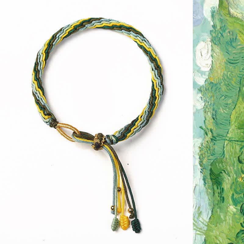 Reincarnation Knot Luck String Protection Braid Bracelet - Green&Yellow (Wrist Circumference 14-20cm) - image 9