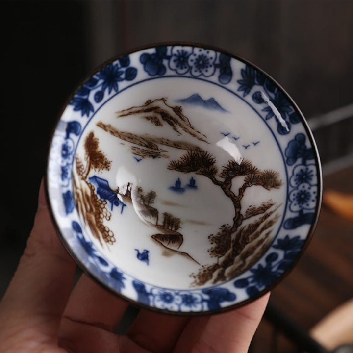 Buddha Stones Flowers Fu Character Mountains Lotus Cherry Blossoms Ceramic Teacup Kung Fu Tea Cup - image 12