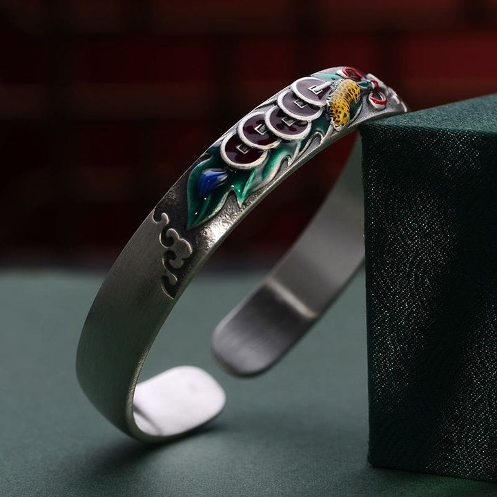 Buddha Stones Feng Shui Five Emperor Coins Peanut Wealth Bracelet Bangle - image 2