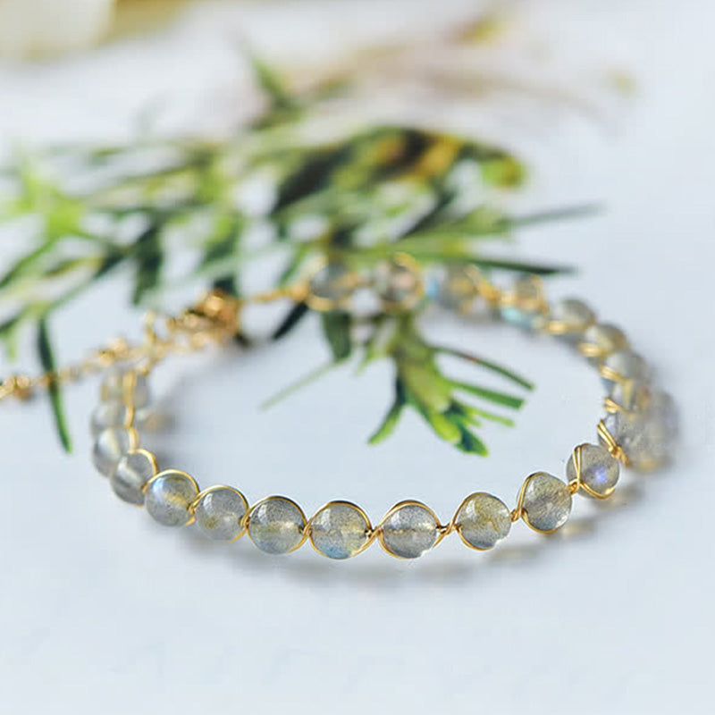 Buddha Stones Natural Moonstone 14K Gold Healing Positive Bracelet - image 4