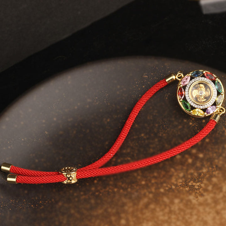Buddha Stones Colorful Zircon Copper Wealth Luck Rotation Bracelet Necklace Pendant - image 18