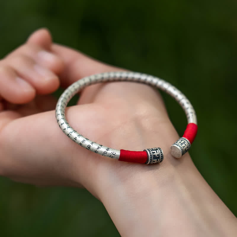 Buddha Stones Tibet Om Mani Padme Hum Luck Red String Bracelet Bangle - image 4
