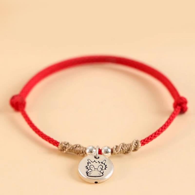Buddha Stones Handmade 999 Sterling Silver Year of the Dragon Cute Chinese Zodiac Luck Braided Bracelet - image 3