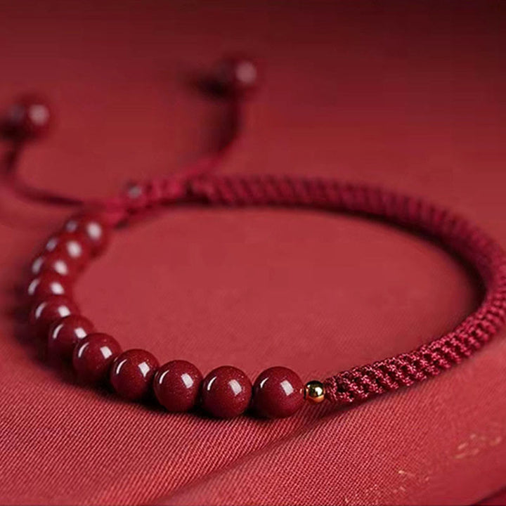 Buddha Stones Natural Cinnabar King Kong Knot Blessing String Bracelet - image 4