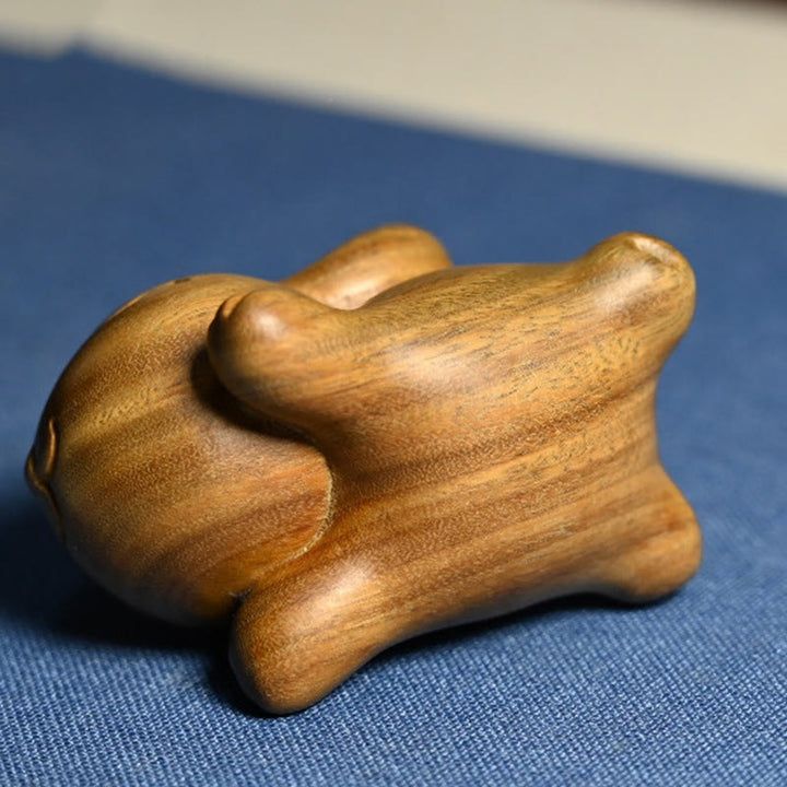 Buddha Stones Green Sandalwood Small Mini Cute Rabbit Bunny Peace Decorations - image 8