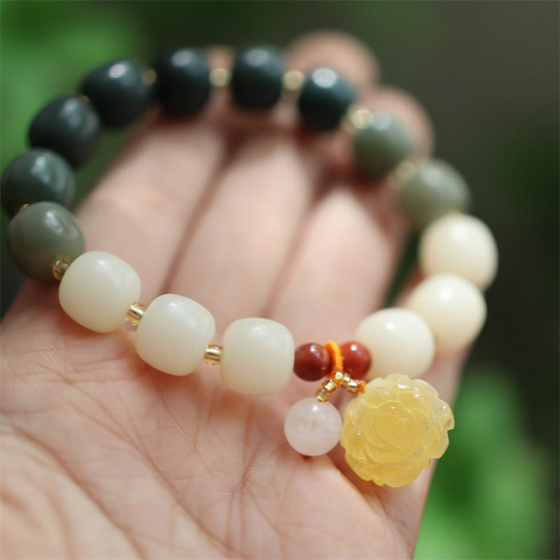 Buddha Stones Gradient Bodhi Seed Amber Lotus Peace Bracelet - image 8
