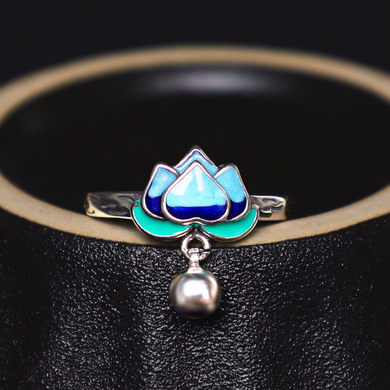 Buddha Stones Lotus Flower Pattern Enlightenment Ring - image 2