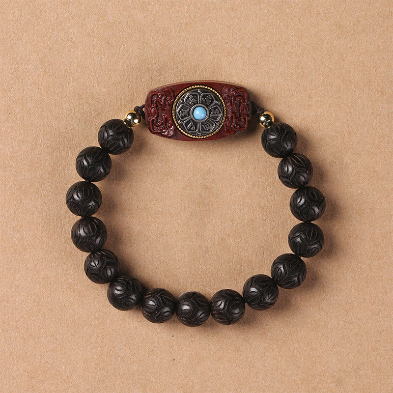 Buddha Stones Green Sandalwood Ebony Wood Sandalwood Om Mani Padme Hum Soothing Bracelet - Ebony Wood(Balance♥Calm) - image 15