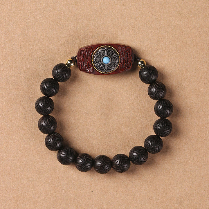 Buddha Stones Green Sandalwood Ebony Wood Sandalwood Om Mani Padme Hum Soothing Bracelet - Ebony Wood(Balance♥Calm) - image 15