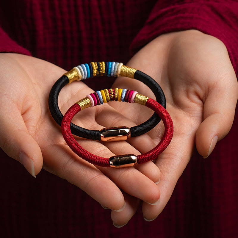 Buddha Stones Tibetan Handmade King Kong Knot Protection Magnetic Buckle Braided Bracelet - image 1
