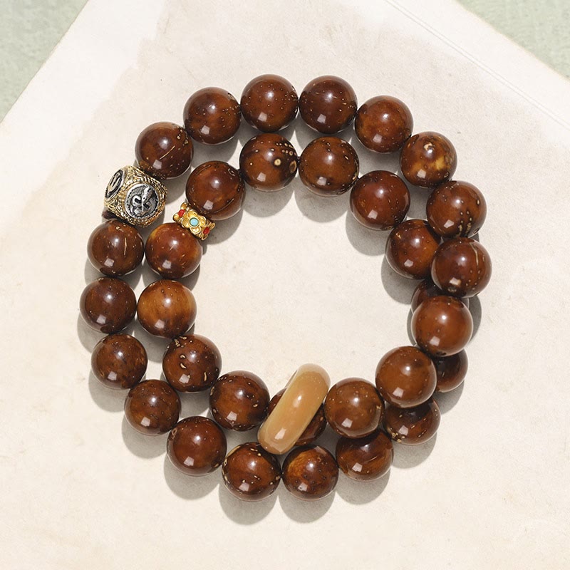 Buddha Stones Tibetan Natural Purple Gold Rat Bodhi Seed Wealth Double Wrap Bracelet - Purple Gold Rat(Wealth♥Blessing)(Wrist Circumference 15cm) - image 0