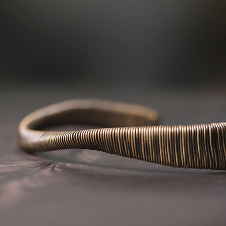 Buddha Stones Simple Design Wrapped Copper Luck Wealth Adjustable Cuff Bracelet - image 4