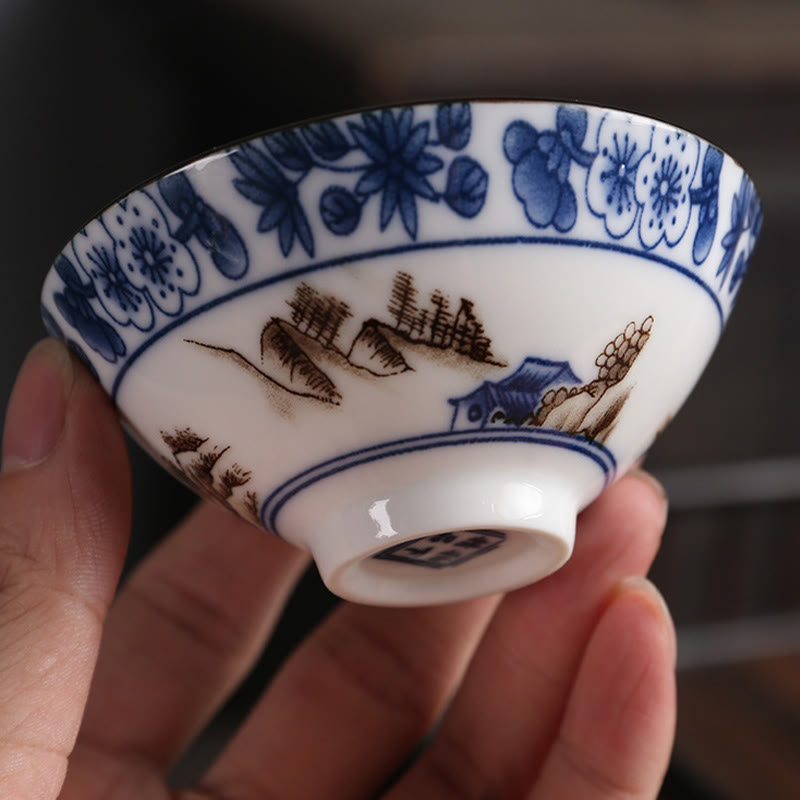 Buddha Stones Flowers Fu Character Mountains Lotus Cherry Blossoms Ceramic Teacup Kung Fu Tea Cup - image 13