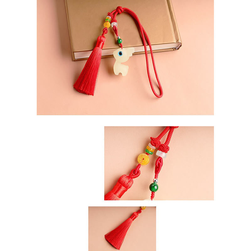 Buddha Stones Mini Cute Deer Glowstone Luminous Lucky Deer Energy Key Chain Phone Car Hanging Decoration - image 11