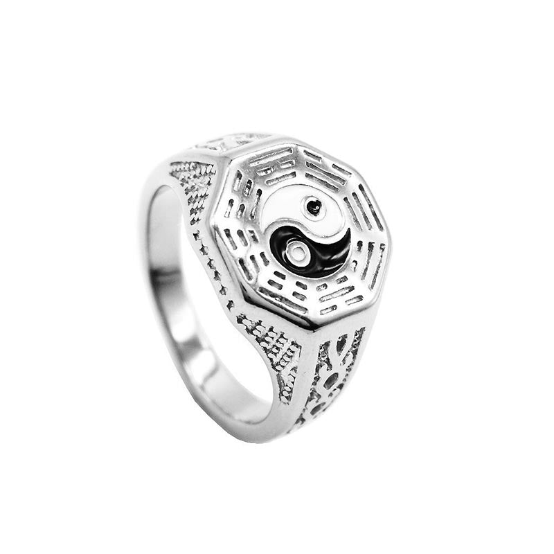 Yin Yang Symbol Copper Luck Ring - Silver - image 4
