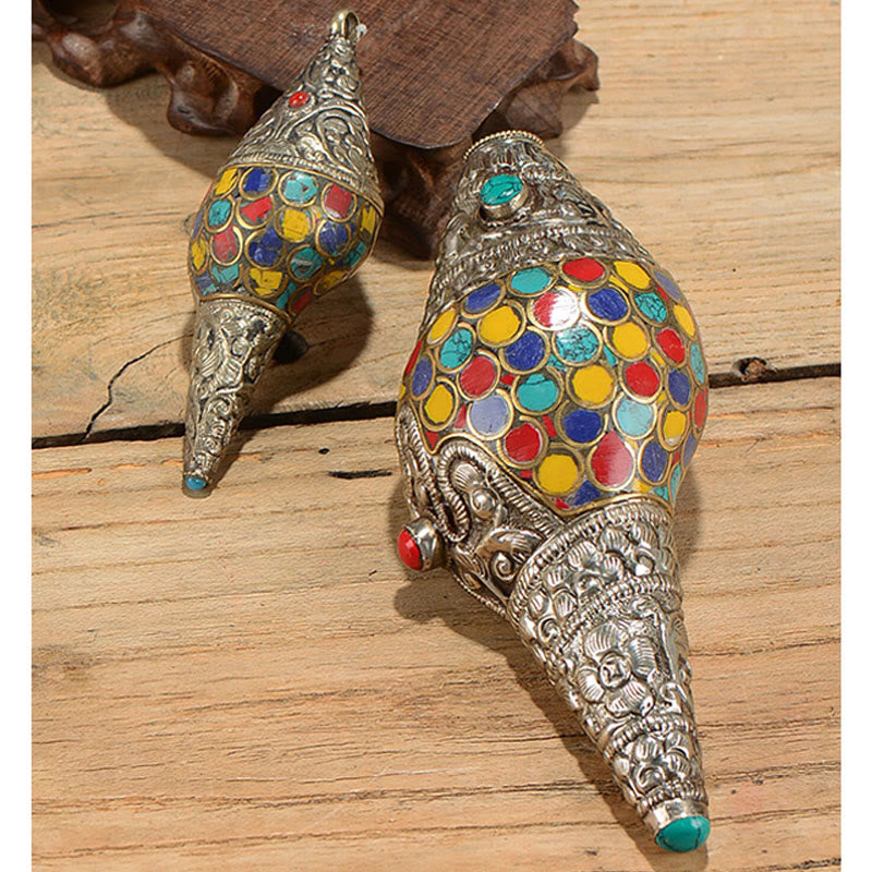 Tibetan Handmade Natural Shankha Colorful Conch Shell Seashell Wealth Home Decoration - image 1