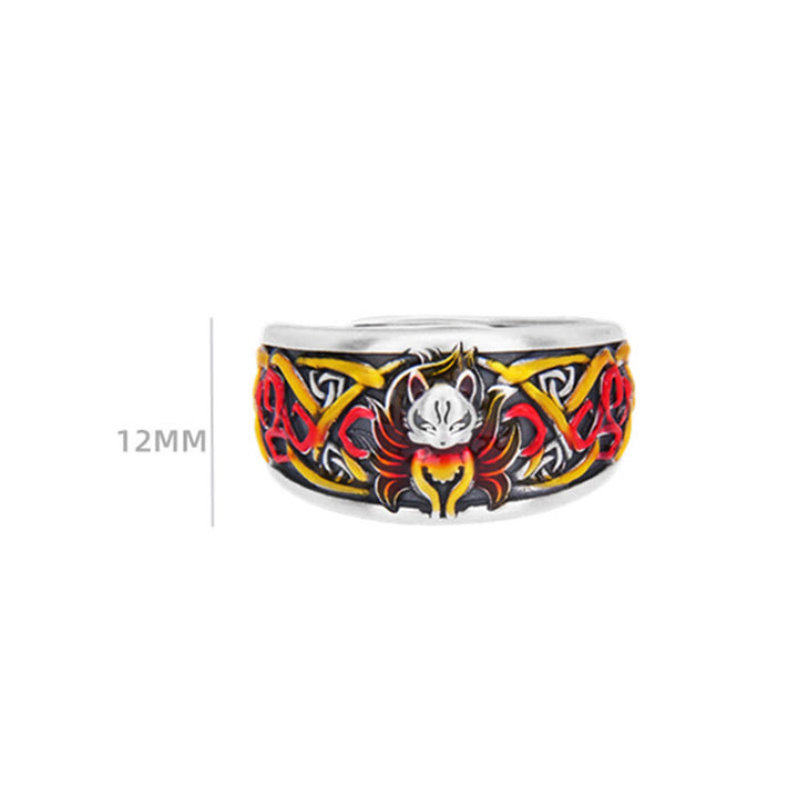 Buddha Stones 999 Sterling Silver Nine Tailed Fox Success Protection Ring - image 4
