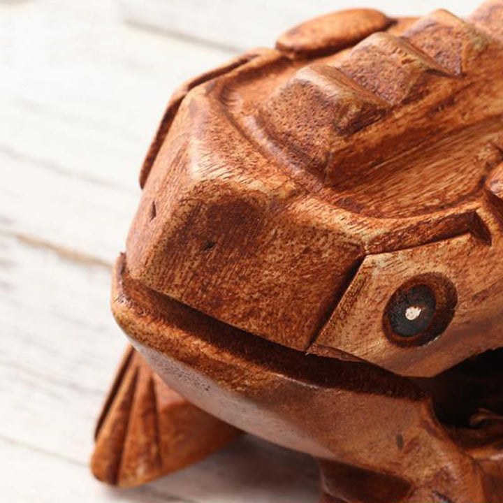 Buddha Stones Handcrafted FengShui Wealth Luck Frog Mini Wooden Croaking Frog Guiro Decoration - image 13