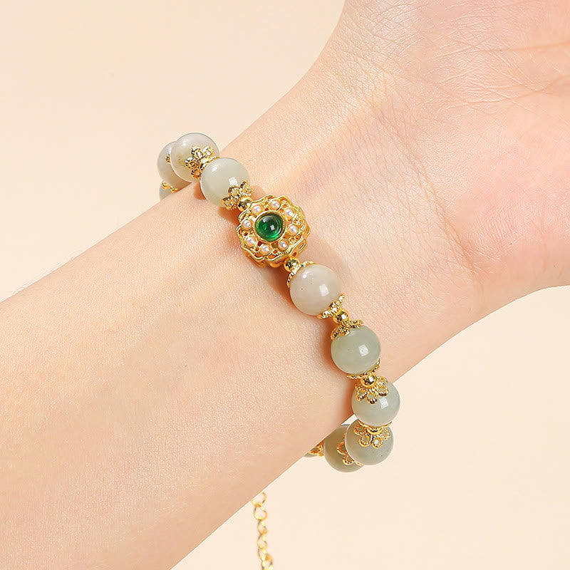 Buddha Stones Natural Jade Prosperity Bead Chain Bracelet - image 4