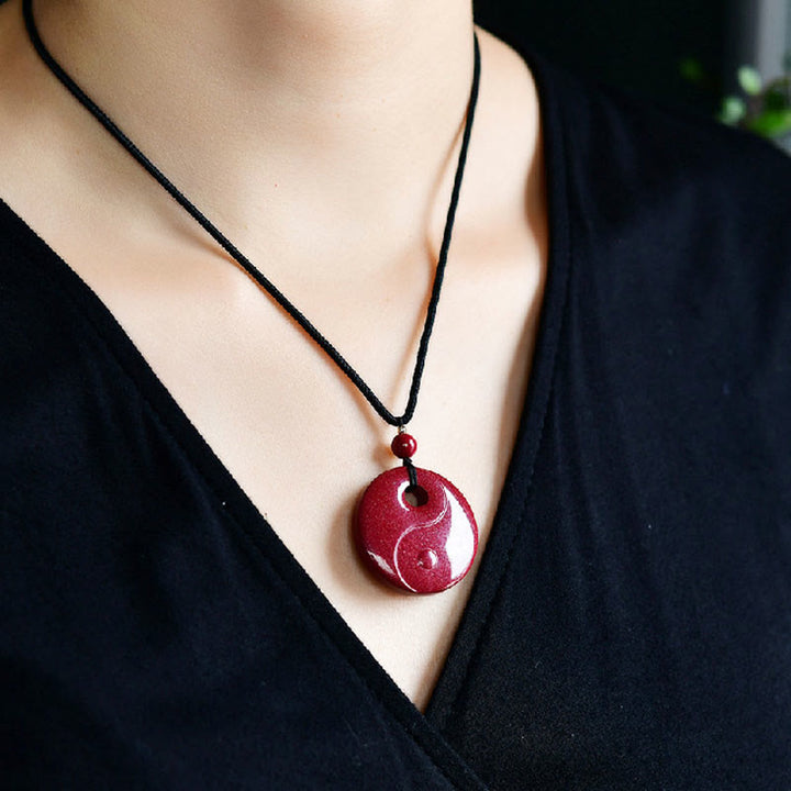 Buddha Stones Laughing Buddha Yin Yang Chinese Zodiac Gourd Natural Cinnabar Blessing Necklace Pendant - image 11