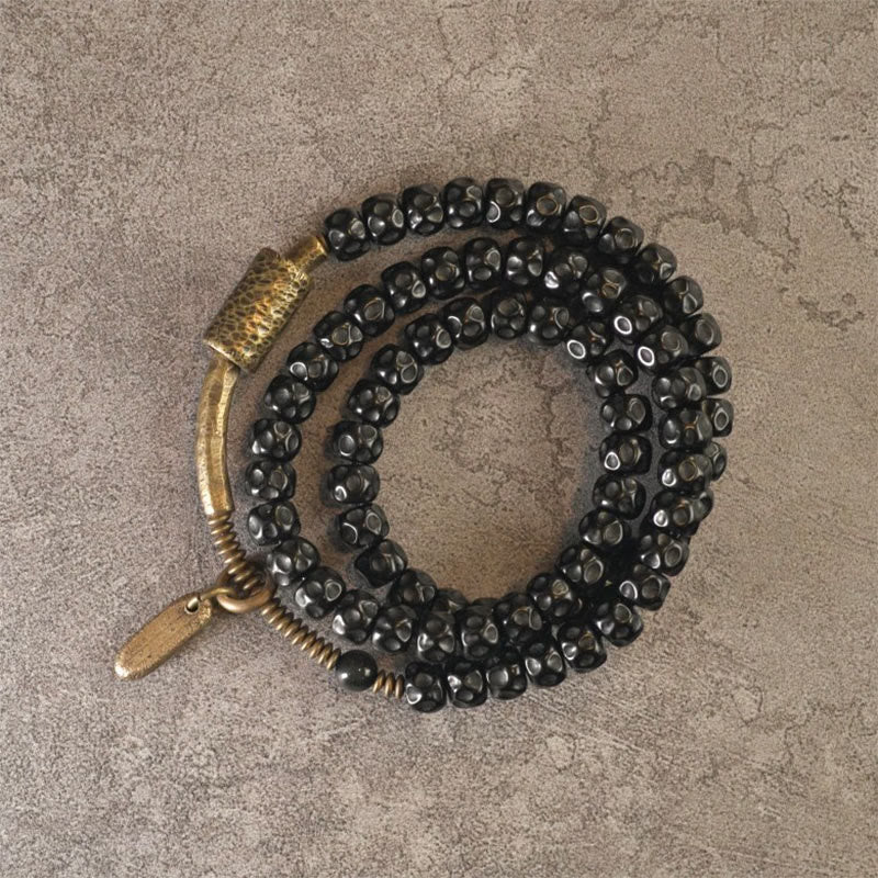 Buddha Stones Retro Coconut Shell Copper Happiness Triple Wrap Bracelet - image 5
