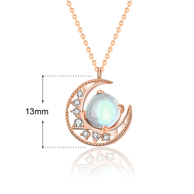 Buddha Stones 925 Sterling Silver Moonstone Moon Pattern Love Necklace Pendant - image 7