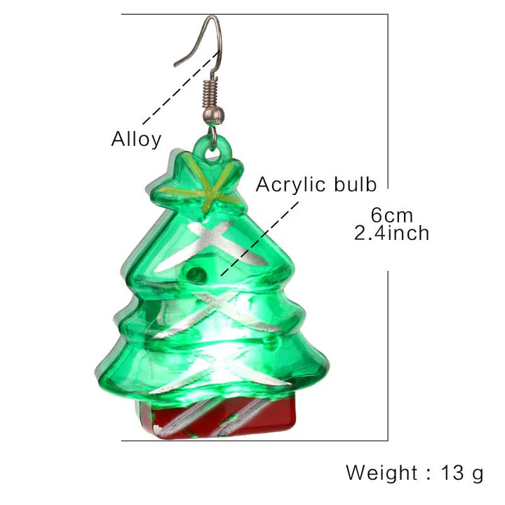 Led Christmas Santa Claus Tree Elk Luminous Earrings - image 7