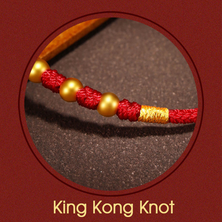 Buddha Stones 999 Gold Beads Luck King Kong Knot Handmade Braided Protection Bracelet - image 7
