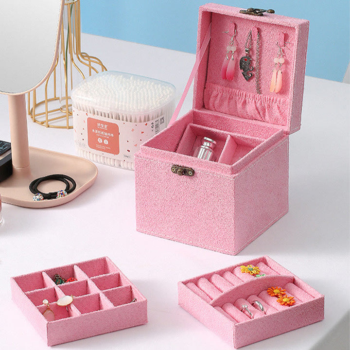 Buddha Stones Jewelry Box Organizer Three-Layer Jewelry Storage Box Flannel Gift Box - image 13