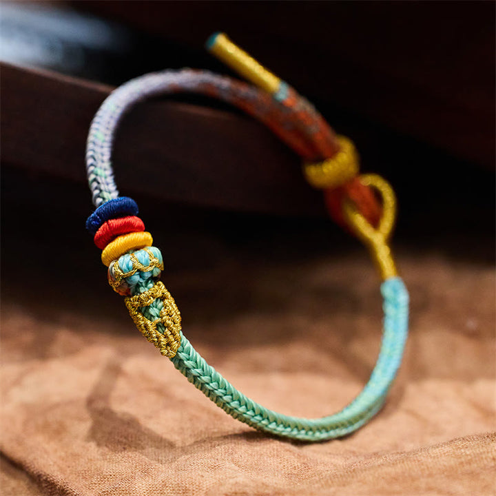 Buddha Stones Colorful Rope Eight Thread Peace Knot Luck Handmade Bracelet - 14-19cm - image 0
