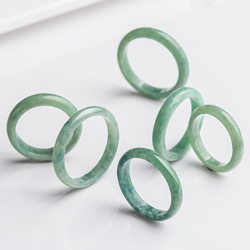 Buddha Stones Natural Jade Prosperity Abundance Ring - image 1