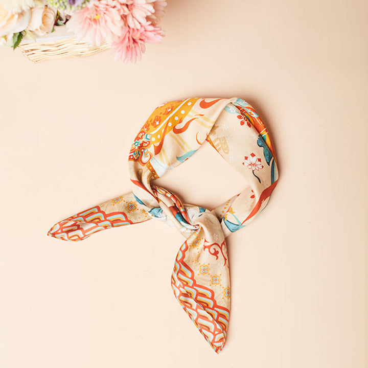 Buddha Stones Dunhuang Riyue Mountain 100% Mulberry Silk Scarf Dunhuang Shawl - image 16