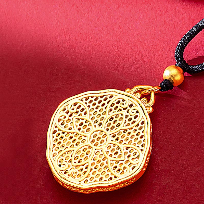 Buddha Stones Flower Love Heart Copper Wealth Necklace Pendant - image 5
