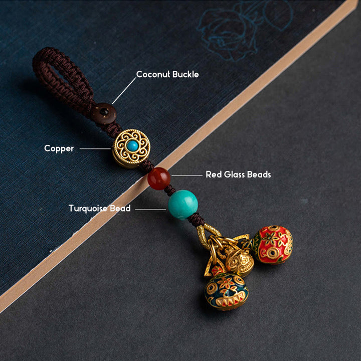 Buddha Stones Gold Swallowing Beast Family Luck Car Key Chain Phone Hanging Decoration - image 5