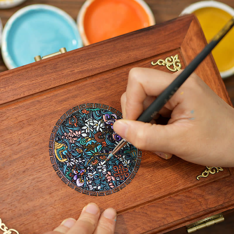 Antique Handmade Rosewood Jewelry Storage Box Lockable Large Double Layer Flower Wooden Gift Organizer Box - image 4