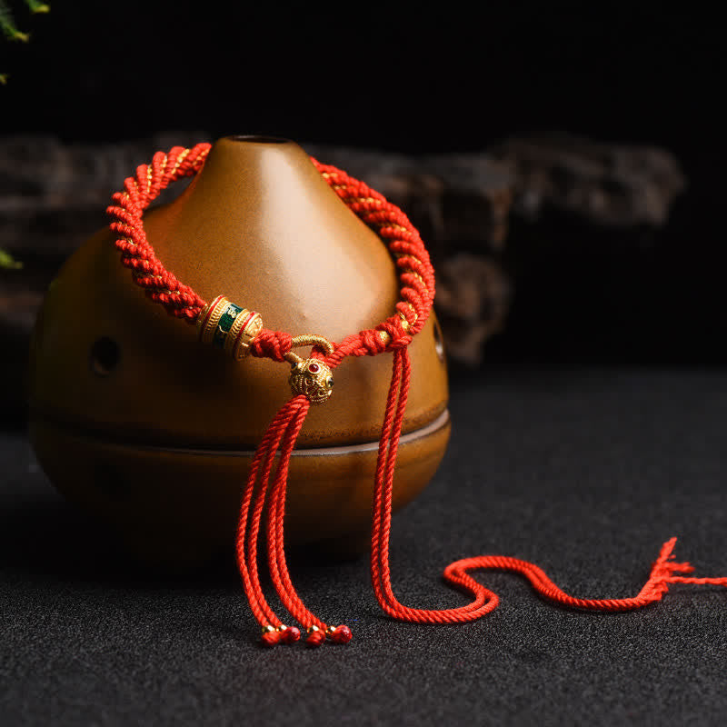 Buddha Stones Tibetan Handmade Luck Prayer Wheel Bead Charm Weave Colorful String Bracelet - image 5