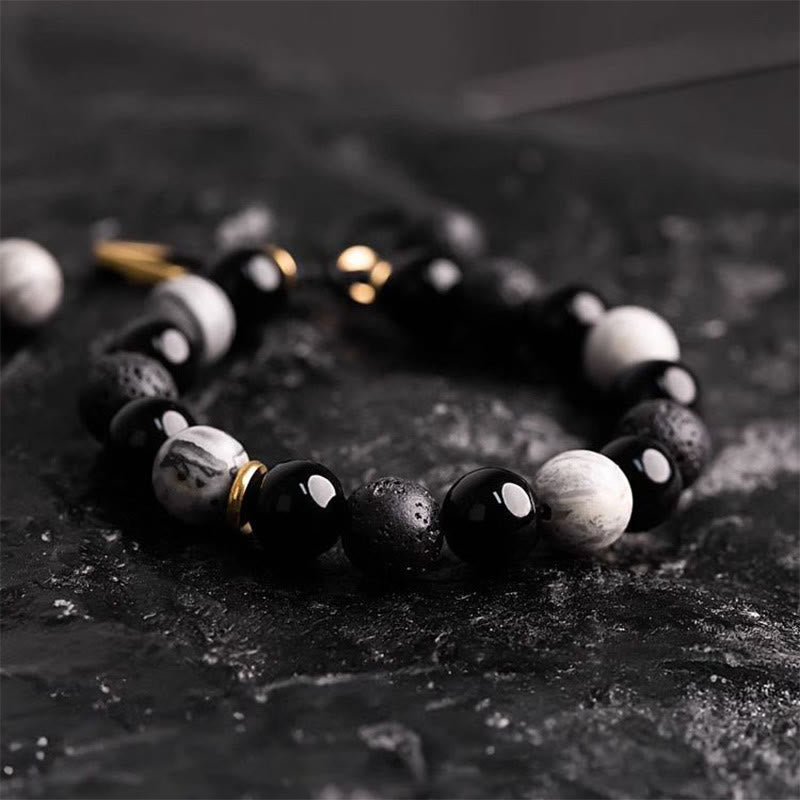 Buddha Stones "All the Best for Strength and Grounding" Obsidian Bracelet Includes Gift Message Card - image 4