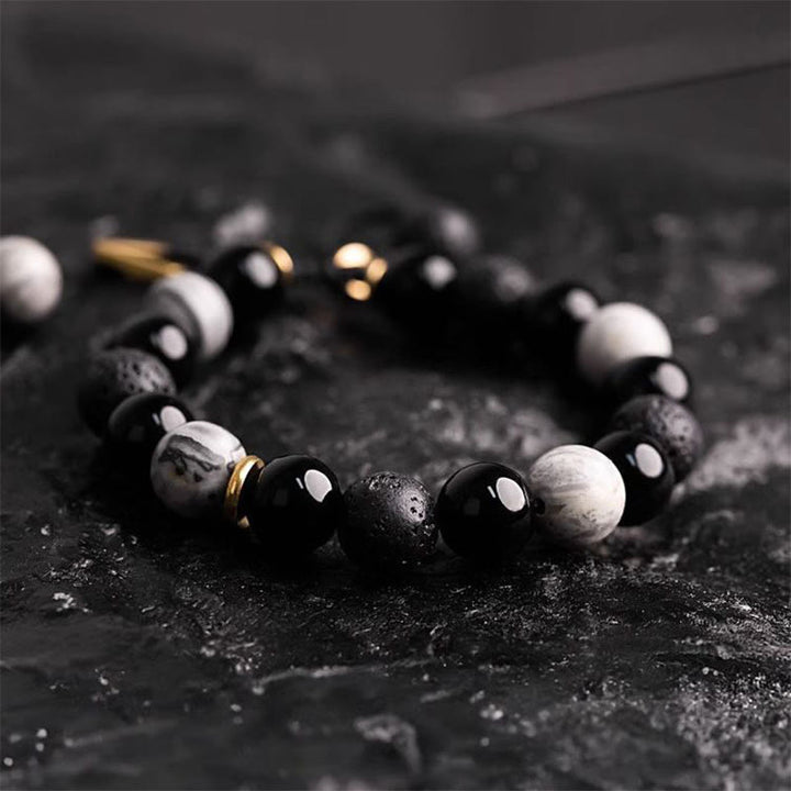 Buddha Stones "All the Best for Strength and Grounding" Obsidian Bracelet Includes Gift Message Card - image 4