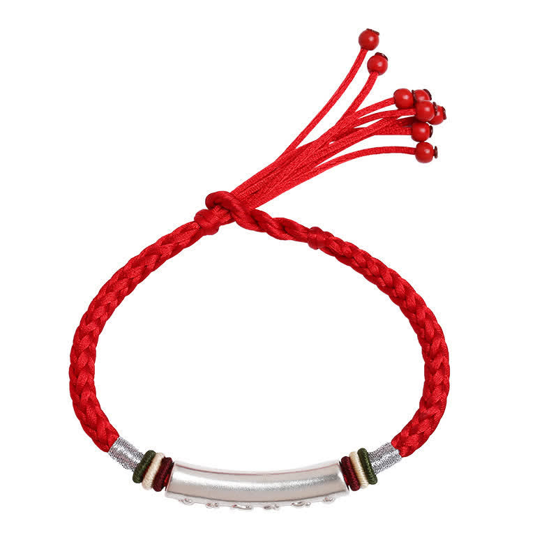Buddha Stones 999 Sterling Silver Om Mani Padme Hum Protection Strength String Bracelet - image 8