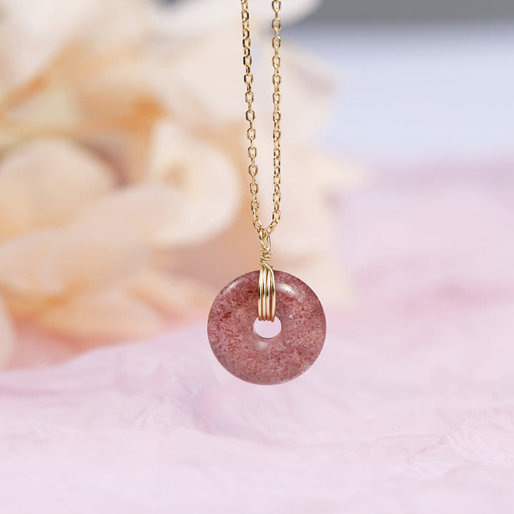 Buddha Stones 925 Sterling Silver Strawberry Quartz Healing Positive Necklace - image 4