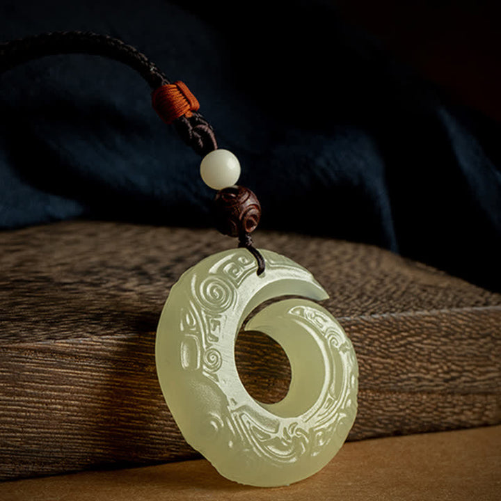 Buddha Stones Peace Buckle Jade Small Leaf Red Sandalwood Cinnabar Agate Luck Necklace Pendant - image 3