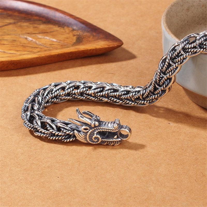 Buddha Stones 925 Sterling Silver Dragon Success Strength Bracelet Bangle - image 3