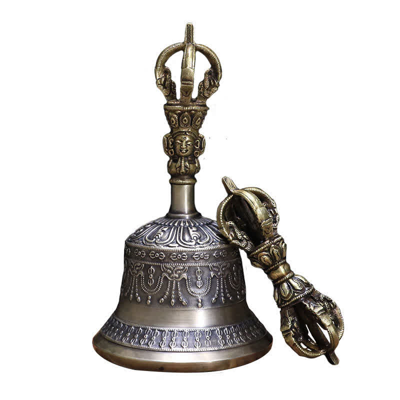 Buddha Stones Tibetan Meditation Bell and Vajra Dorje Copper Enlightenment Decoration Set - image 11